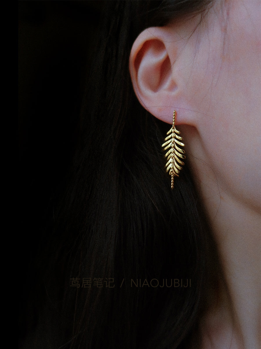 Gold Leaf Earrings Botanical Jewelry