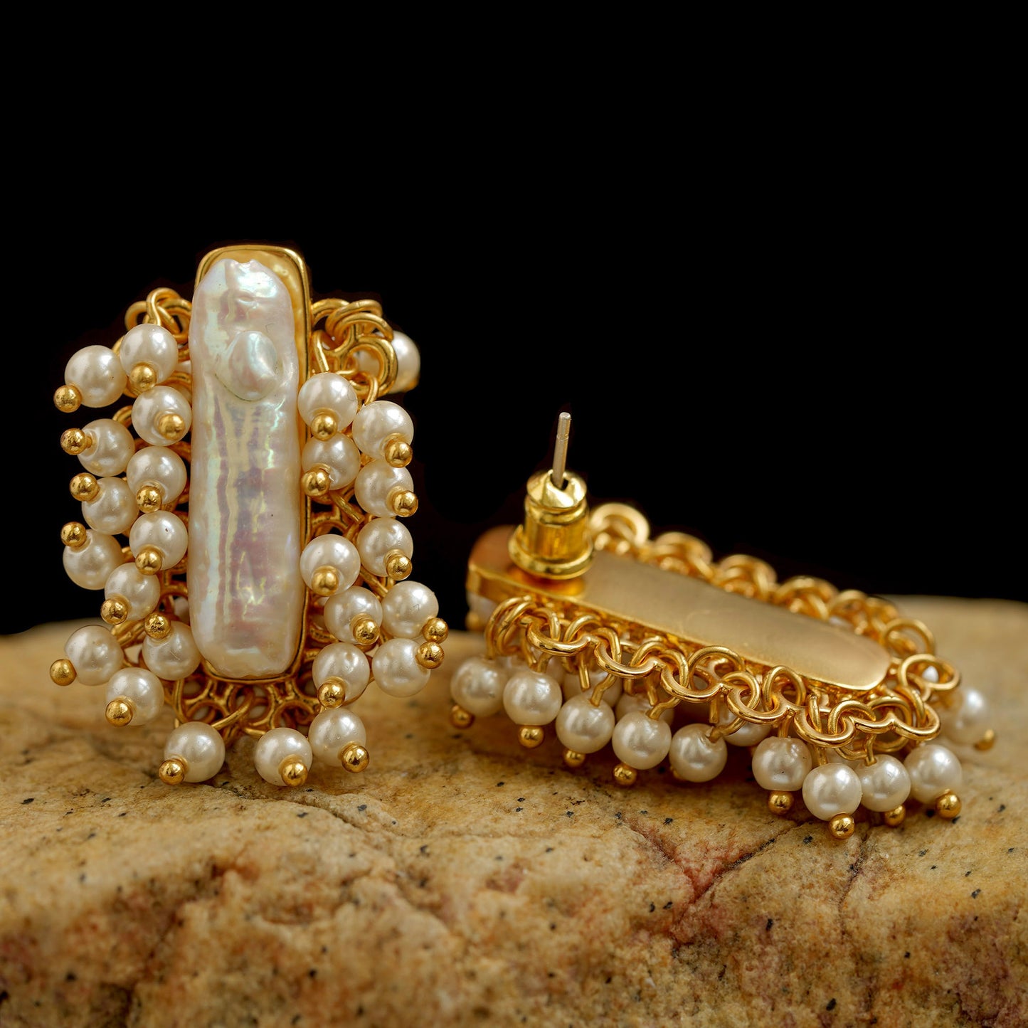 Vintage Karl Lagerfeld faux pearl cluster clip on earrings