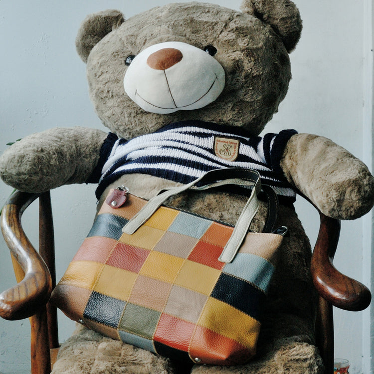 Vegan Leather Patchwork Tote #6