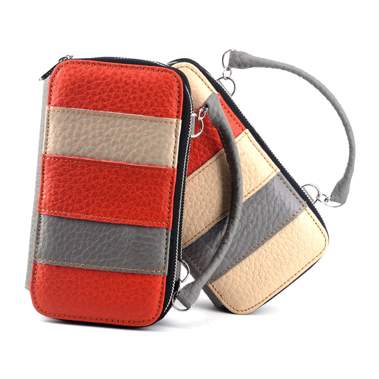 Handmade Leather Dual Zipper Around Travel Wallet Purse#2