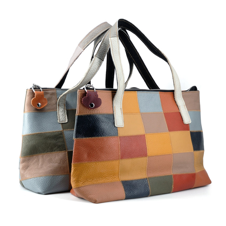 Vegan Leather Patchwork Tote #6