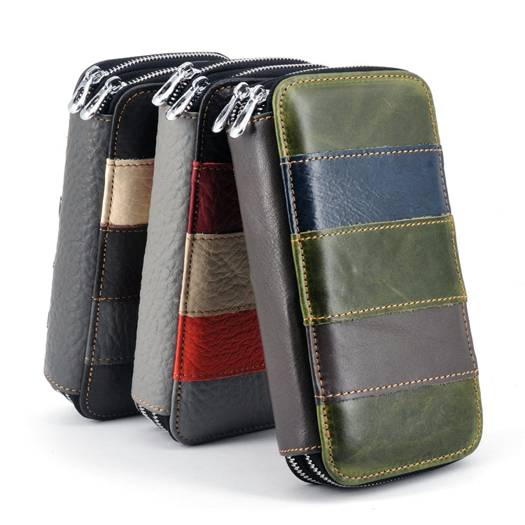 Handmade Leather Dual Zipper Around Travel Wallet Purse#2