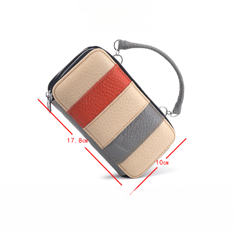 Handmade Leather Dual Zipper Around Travel Wallet Purse#2