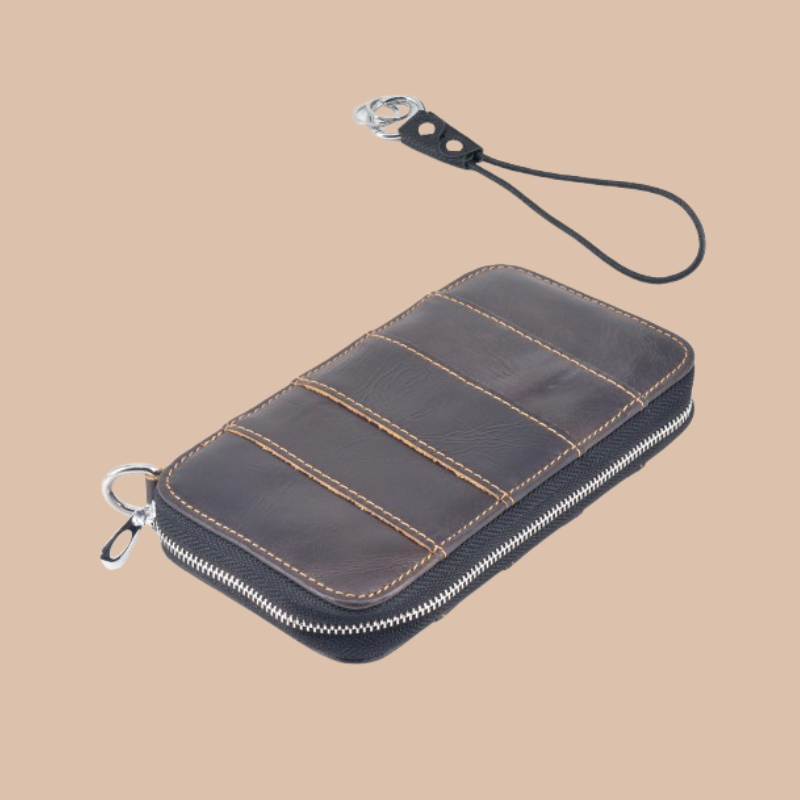 Handmade Leather Dual Zipper Around Travel Wallet Purse#2