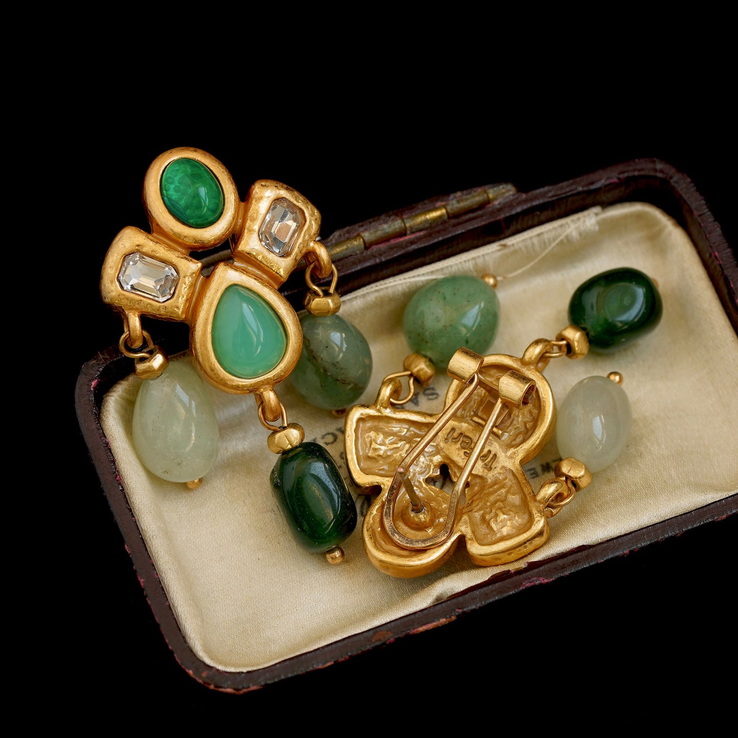 Gold Emerald Earrings, Natural Emerald