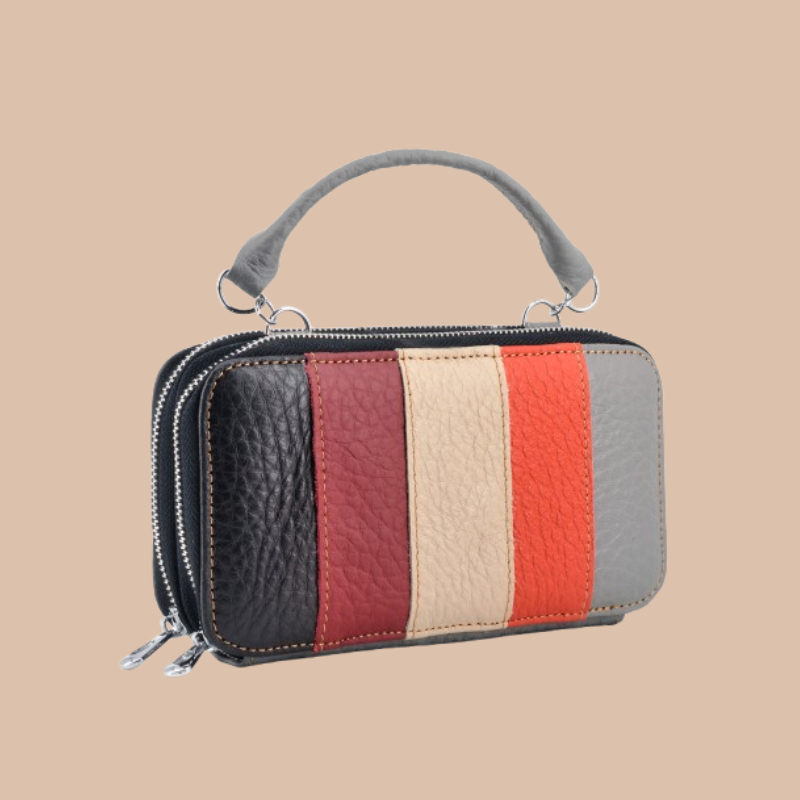 Handmade Leather Dual Zipper Around Travel Wallet Purse#2