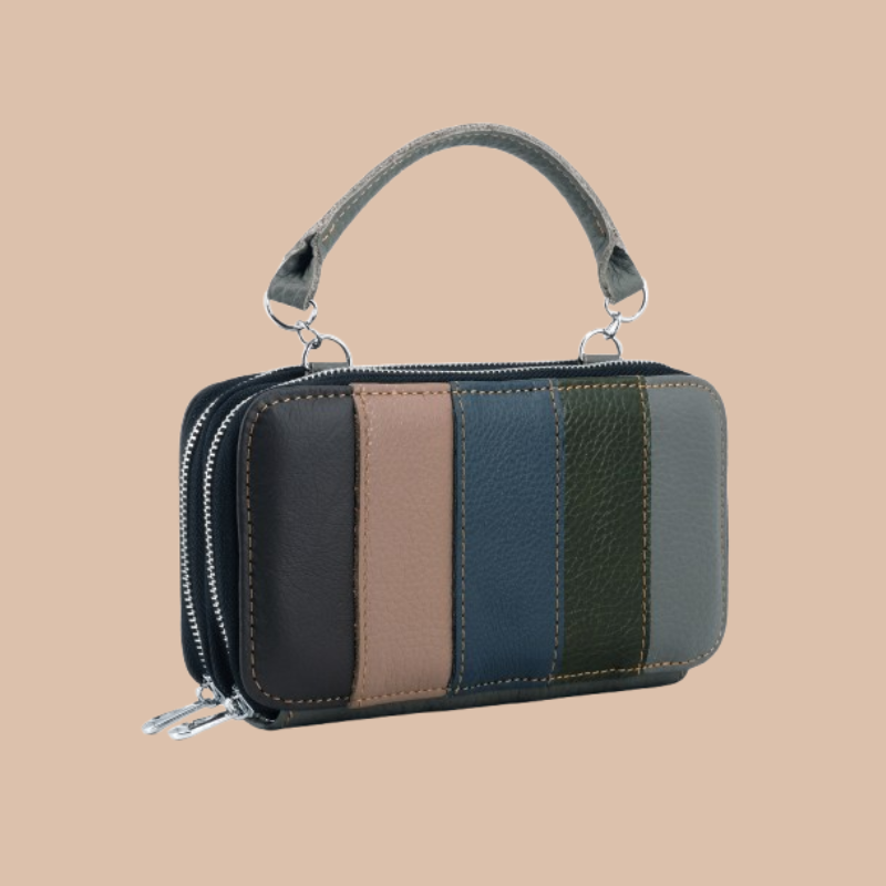 Handmade Leather Dual Zipper Around Travel Wallet Purse#2