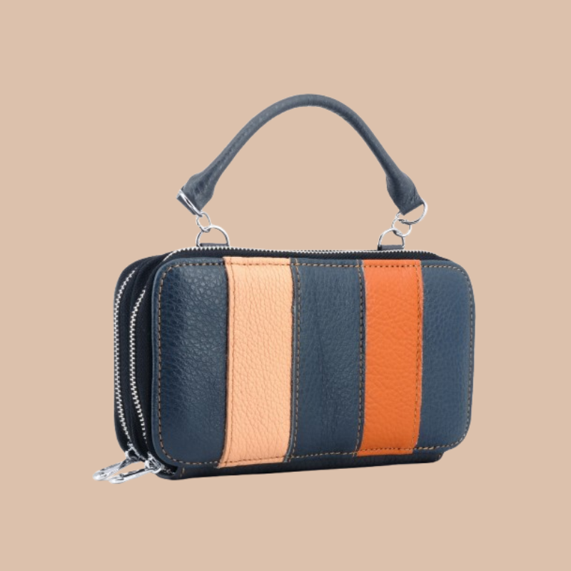 Handmade Leather Dual Zipper Around Travel Wallet Purse#2