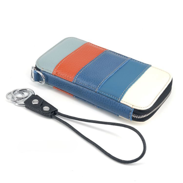 Handmade Leather Dual Zipper Around Travel Wallet Purse#2