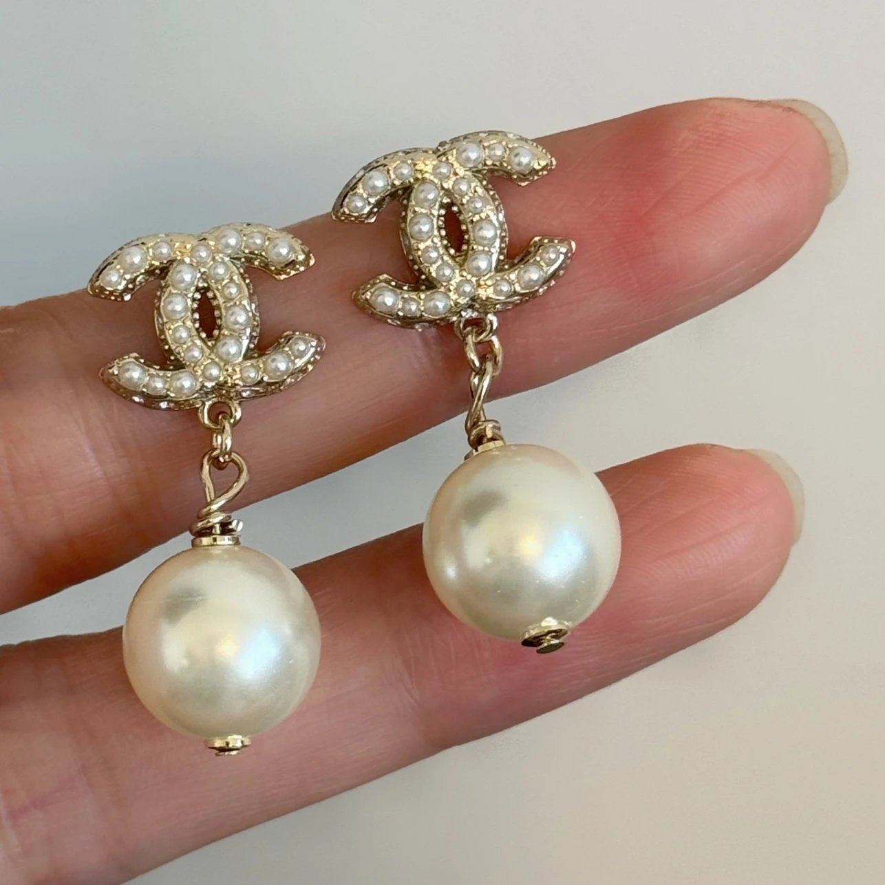 Classic 100th Anniversary Pearl Drop Earrings Brass