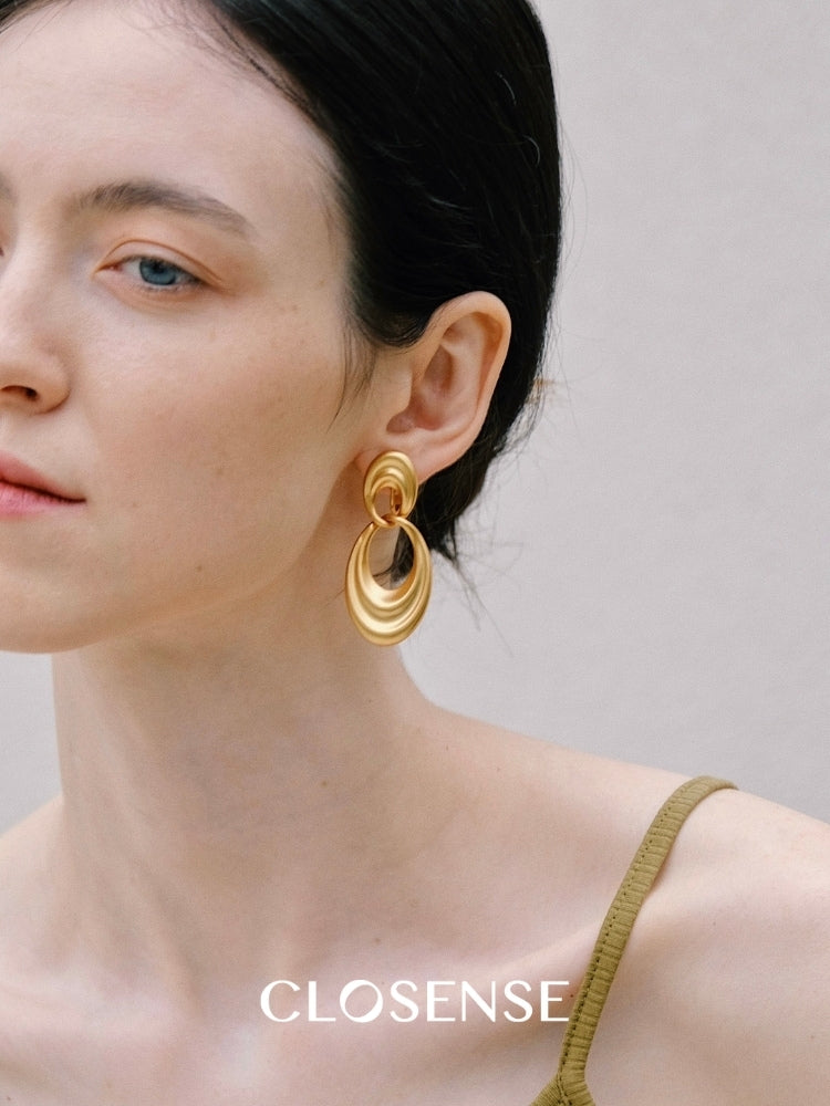 Vintage Style Large Monet Earrings 18K Gold Plated Luxury Hoop Drop Earrings