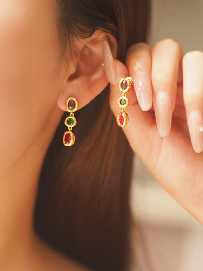 Custom Leaf Birthstone Earrings