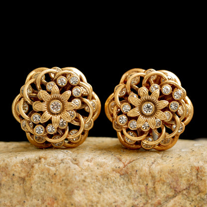 Vintage Antique Hollow Daisy Flower Earrings