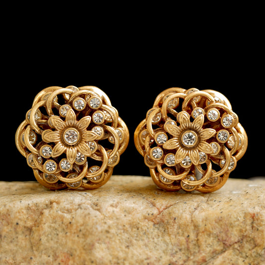 Vintage Antique Hollow Daisy Flower Earrings