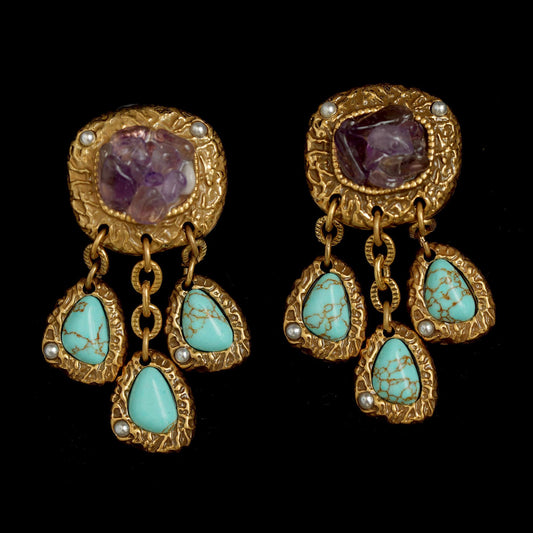 Gold & Turquoise True Love Earrings