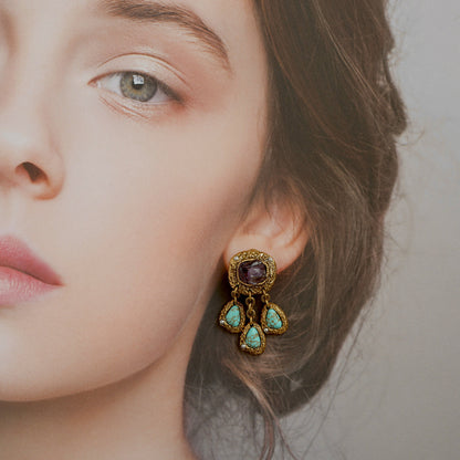 Gold & Turquoise True Love Earrings