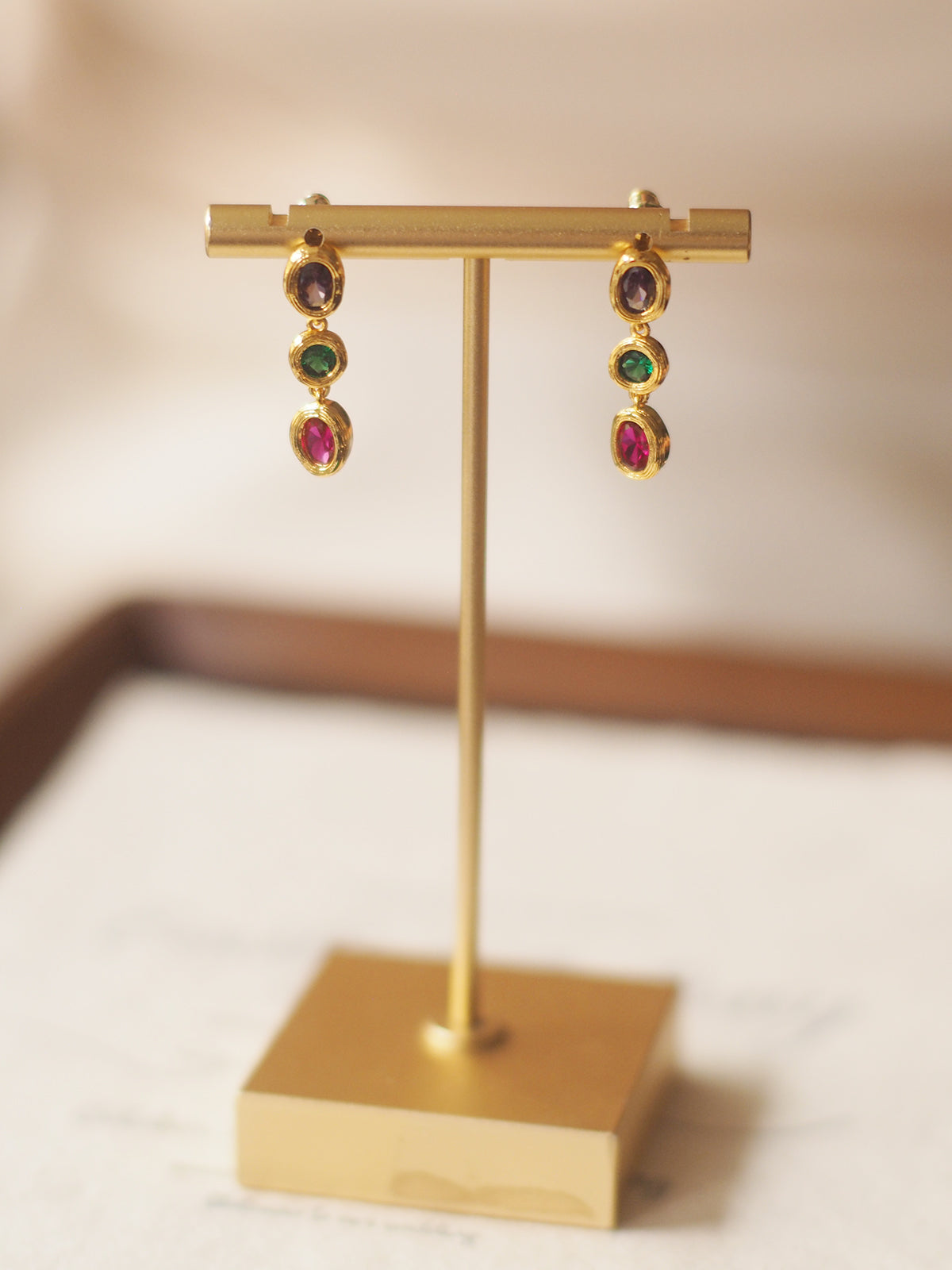 Custom Leaf Birthstone Earrings