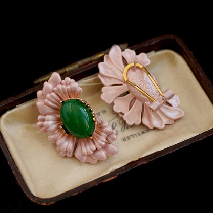Vintage French Style Cute Pink Flower Earrings