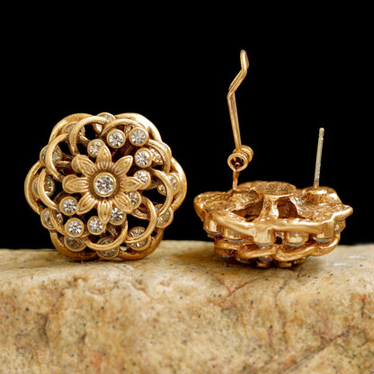 Vintage Antique Hollow Daisy Flower Earrings
