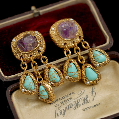 Gold & Turquoise True Love Earrings
