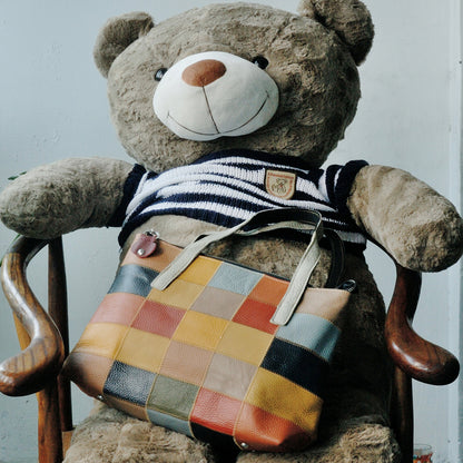 Vegan Leather Patchwork Tote #6