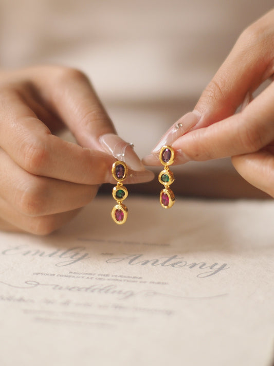 Custom Leaf Birthstone Earrings