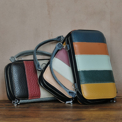 Handmade Leather Dual Zipper Around Travel Wallet Purse#2