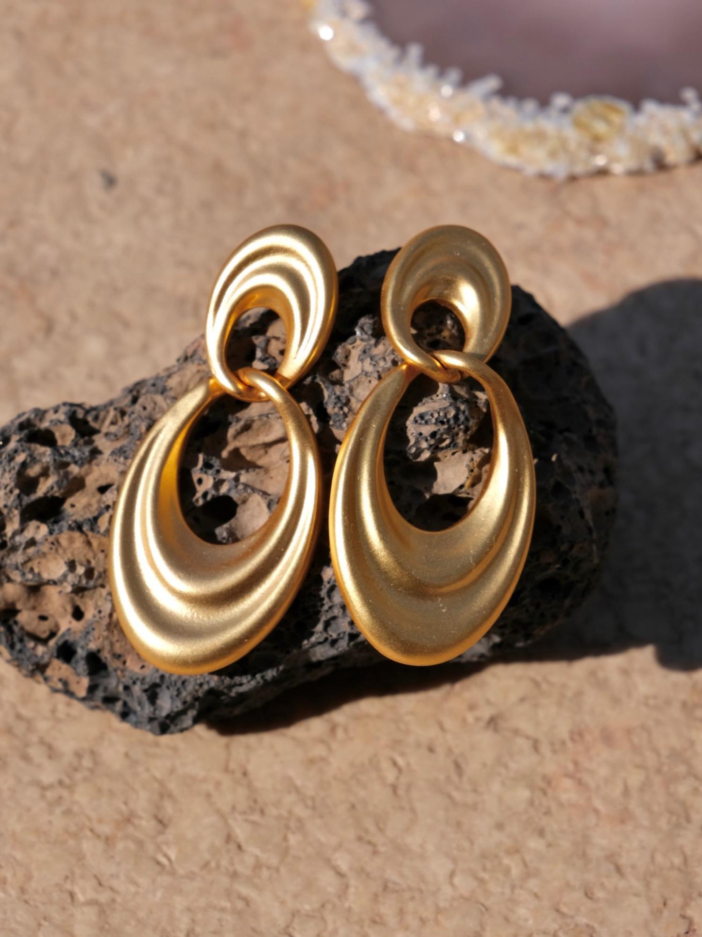 Vintage Style Large Monet Earrings 18K Gold Plated Luxury Hoop Drop Earrings