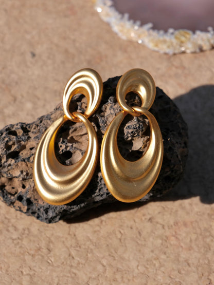 Vintage Style Large Monet Earrings 18K Gold Plated Luxury Hoop Drop Earrings