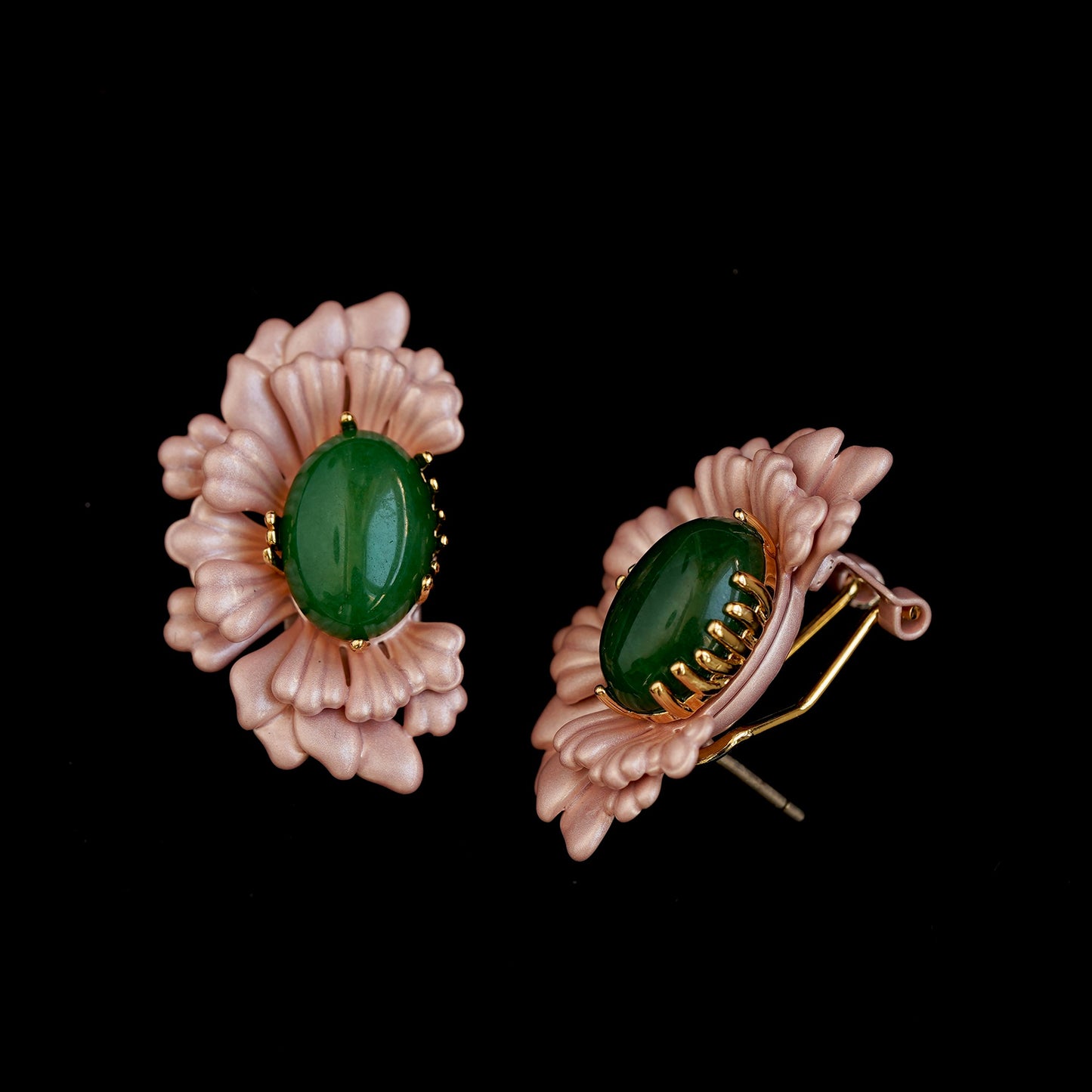 Vintage French Style Cute Pink Flower Earrings