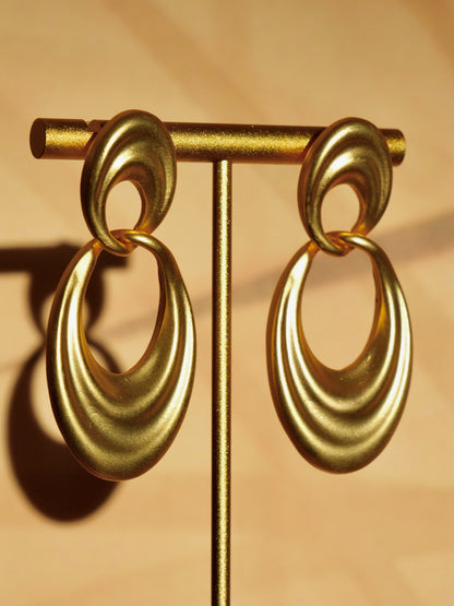 Vintage Style Large Monet Earrings 18K Gold Plated Luxury Hoop Drop Earrings