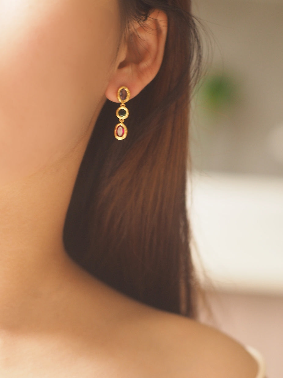 Custom Leaf Birthstone Earrings