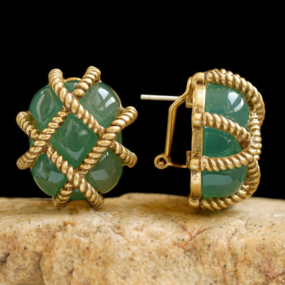 Kenneth Jay Lane Quilted Jade clip-on Earrings
