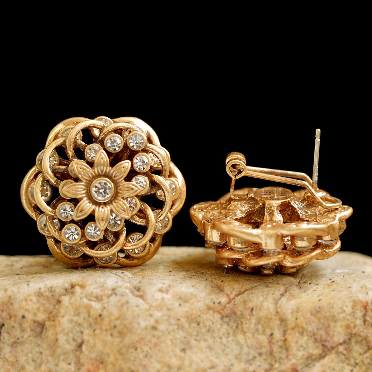 Vintage Antique Hollow Daisy Flower Earrings