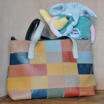 Vegan Leather Patchwork Tote #6