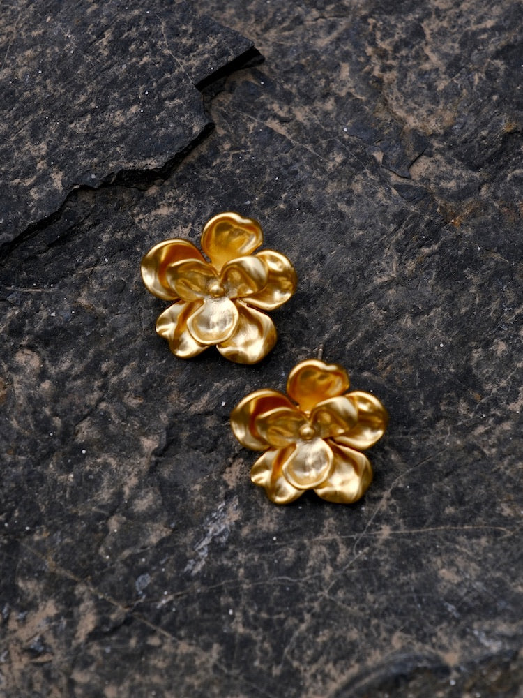 Yellow Gold Wild Flower Earrings