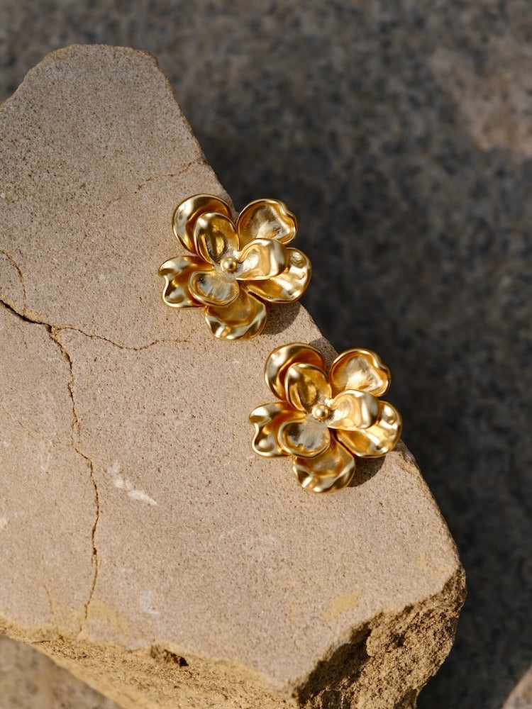 Yellow Gold Wild Flower Earrings