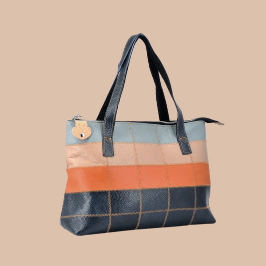 Vegan Leather Patchwork Tote #6