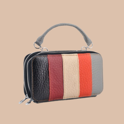 Handmade Leather Dual Zipper Around Travel Wallet Purse#2