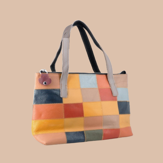 Vegan Leather Patchwork Tote #9