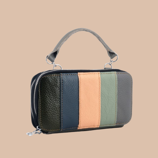 Handmade Leather Dual Zipper Around Travel Wallet Purse#2
