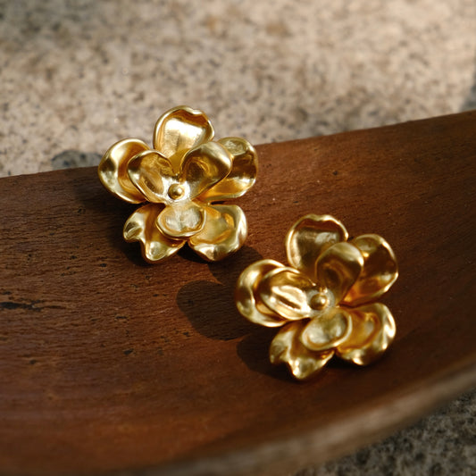 Yellow Gold Wild Flower Earrings