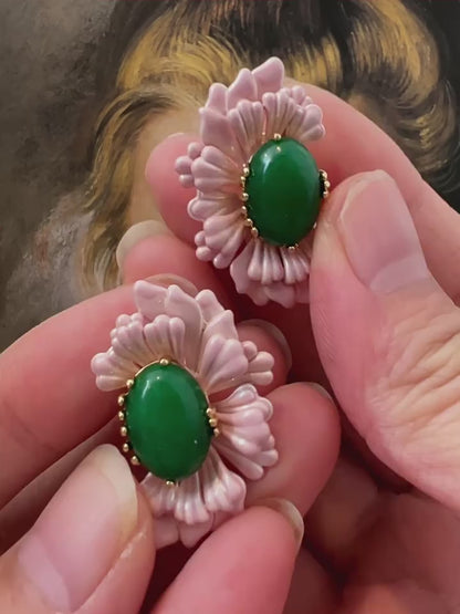 Vintage French Style Cute Pink Flower Earrings