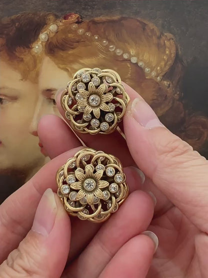 Vintage Antique Hollow Daisy Flower Earrings