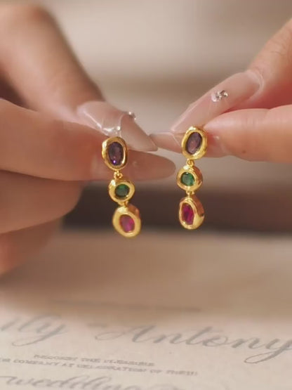 Custom Leaf Birthstone Earrings