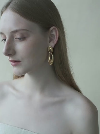 Vintage Style Large Monet Earrings 18K Gold Plated Luxury Hoop Drop Earrings