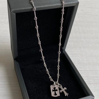 CH diamond cross necklace stacking design