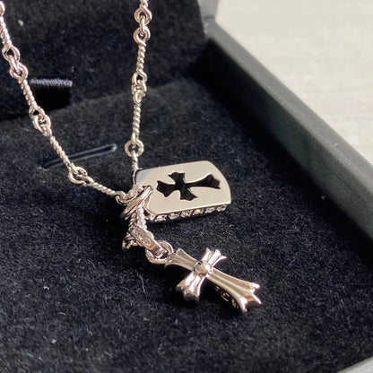 CH diamond cross necklace stacking design