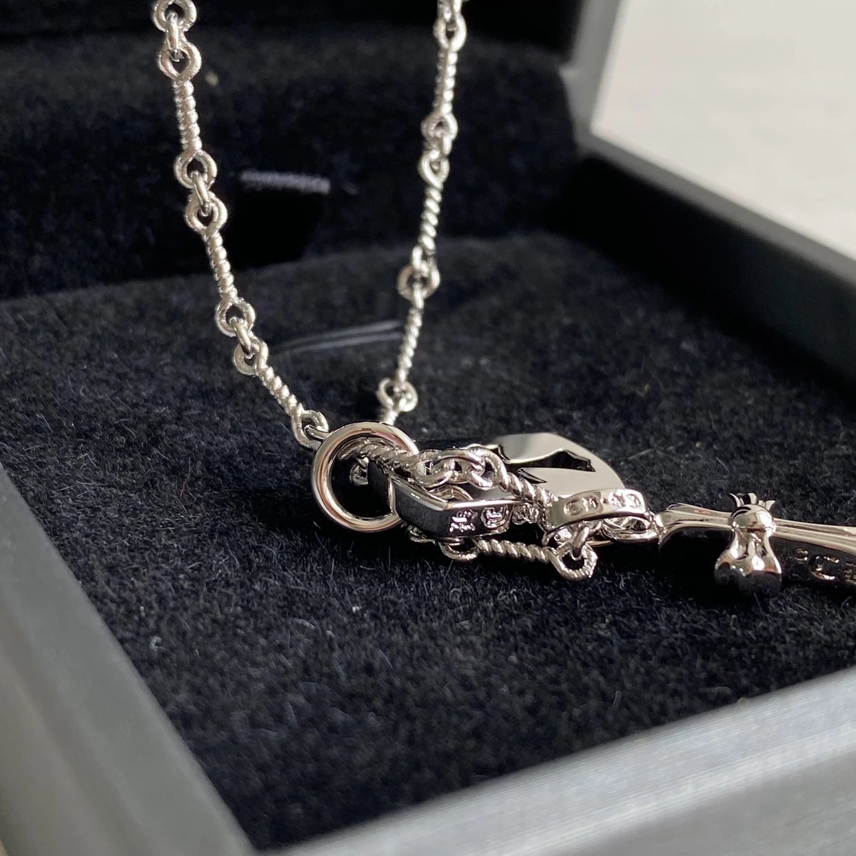CH diamond cross necklace stacking design