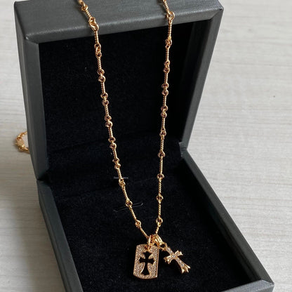 CH diamond cross necklace stacking design